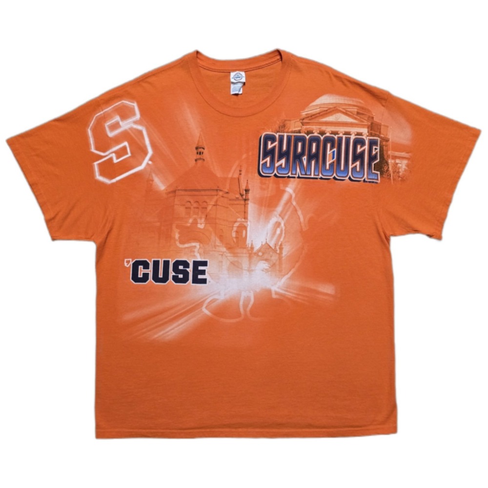 VTG 90s Syracuse Orangemen NCAA Basketball Graphic T-Shirt Mens 2XL Double-sided